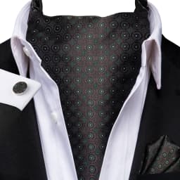 Men's Ascots Fashion Luxury Solid Plaid Check Dot Cravat Set with Cufflinks and Handkerchiefs for Daily Casual Outing