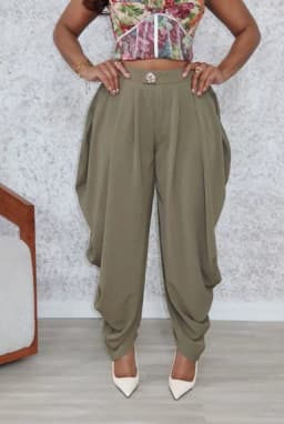 New Women's Pants High Waist Loose Drape Irregular Small Feet Casual Pants Trousers Solid Color