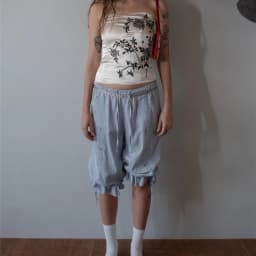 Y2K Capri Pants Drawstring High Waist Calf-Length Ruffles Lantern Trousers Women Loose Fit Bloomers Cropped Pant Vintage Cottage
