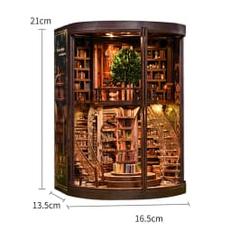 Zuuton DIY Miniature Magic Doll House Kit Wooden Gothic Clock Tower Building Model with LED Light Creative Gift for Home Decor