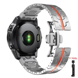26 22mm QuickFit Metal Strap For Garmin watch Fenix 5/5X/5XPlus/6/6X/6XPro/7x Titanium Color Stainless Steel Band Forerunner 945