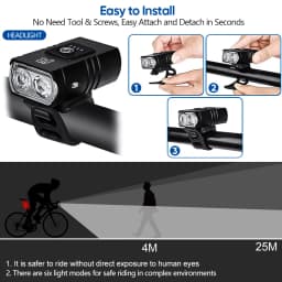 Bicycle Light T6 LED Bike Front Lamp 6 Modes Cycling Lantern Type-C Rechargeable MTB Bike Headlight Flashlight for Night Riding
