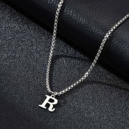 Vnox Simple A-Z Letter Necklace for Men, Waterproof Stainless Steel 26 Letters Pendant Necklace,Men’s Minimal Initial Necklace