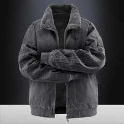 New Autumn Winter Men Washed Cotton Reversible Flight Jacket Lamb Fleece Fleece Lined Thick Warm Outerwear For Middle Aged Male