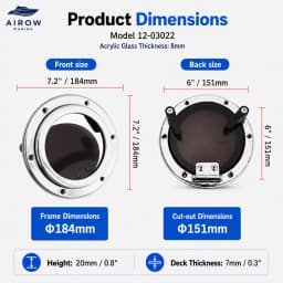 5"-7" Boat Porthole Window AISI 316 SS Round Portlight Anti-Glare Marine Portlight Hatch 8mm Smoked Acrylic for Yacht Cabin RV