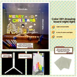 LED Note Board With Night Light Colorful 7 Pens DIY Acrylic Message Board Drawing Board For Birthday Gift
