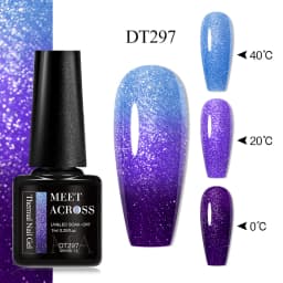 MEET ACROSS 7ml Glitter Sequins Thermal Gel Nail Polish 3 Layers Temperature Color Changing Semi Permanent UV Gel Varnish Nails