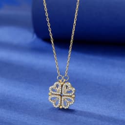 CARLIDANA Transform Luxury Four Leaf Clover Pendant Necklace Crystal Gold Color Heart Love Jewelry for Women Gift