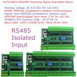 16/32/48CH NPN/PNP Optically Isolated Input Switching Digital Collector Board RS485 Modbus 24DIA16_24DIB32_24DIC48