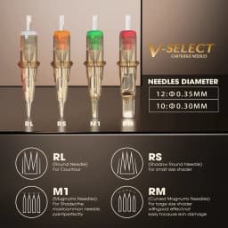 50pcs Mixed Sizes EZ V-Select Cartridge Tattoo Needle Kits RL RS M1 CM Disposable Tattoo Kits for Rotary Tattoo Pen