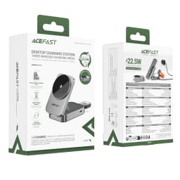 ACEFAST Foldable 3in1 15W Magnetic Wireless Charging Holder For iPhone 16/15 Pro Max Desktop Charging Station For IWatch/Airpods