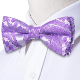 Purple Lilac Lavender Pansy Violet Silk Mens Bow Tie Hanky Cuffs Set Pre-tied Butterfly Knot Bowtie for Male Wedding Business