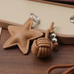 PU Leather Star and Ball Pendant Love Heart Ring Keychain Women Bag Decoration Backpace Accessories for Daily Use or Party Gifts