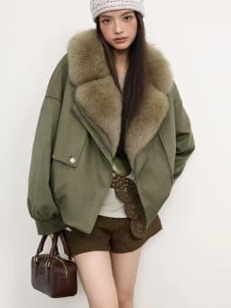 2025 New Winter Natural Fox Fur Collar Goose Down Jacket Women Motorcycle Suit Luxury Puffer Jackets Clothing Hot Sale