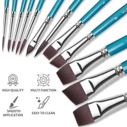 21pcs Professional Face Painting Brush Set with Nylon Bristles, Wooden Handle, Versatile for Watercolor & Embossing