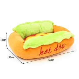 Hot Dog Design Pet Bed Soft Plush Dog Cat Sleeping Mat Removable Washable Pet Bun Sofa Bed