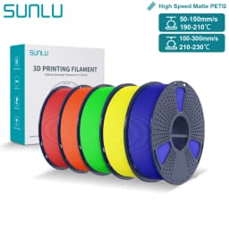 SUNLU High Speed Matte PETG Filament 1.75mm High Toughness Easy Print Fast 3D Printing Material Durable Smooth Finish 1KG Spool