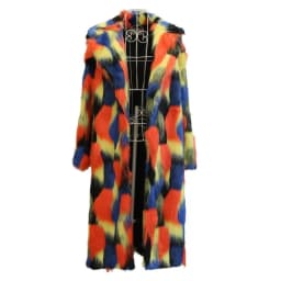 Women's fur coat Artificial fox fur coat long over the knee casual winter warm plus size trench coat