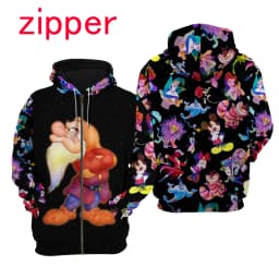 2024 Spring and Autumn 3D Printing Grumpy Dwarf New Men's Pullover Women's and Children's Cosplay Large Fashion Zipper Hoodie