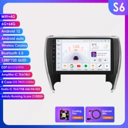 Hizpo Car Radio Player Head Unit Plug And Play For Toyota Camry 2015-2017 North America Version GPS Navigation Android Auto DSP