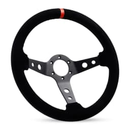 14Inch Racing Steering Wheel Suede 350mm Wheels with Horn Button Aluminum Frame PCD=6x70mm Deep-76mm Car/Game Universal