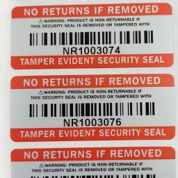 100pcs 50x20mm NO RETURNS IF REMOVED Tamper Evident Security Seal VOID Left Vinyl Package Protection Label Sticker Waterproof