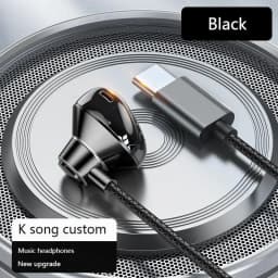 9D Bass Stereo Type C&3.5mm Headphones Volume Control Headset With HD Mic Wired Earbuds For IPhone15/16 Samsung Galaxy Earphones