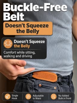 iLMH Adjustable No-Buckle Elastic Belt for Men & Women Invisible Metal Hook Side Belt Comfort Stretch Waistband for 1.5" Loops