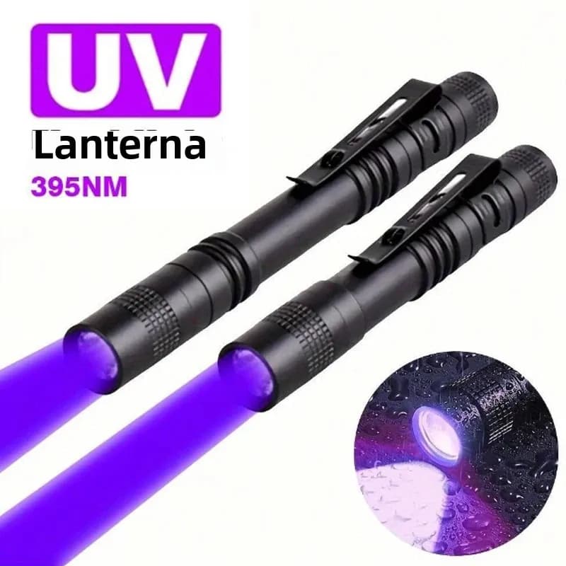 395nm UV Flashlight Ultraviolet Torch With Pen Clip Portable Violet Light Pet Urine Scorpion Detector UV Lamp Use AAA Batteries
