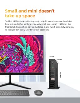 Texhoo MINI PC AMD Ryzen5 4600H Windows 11 16G DDR4 2666MHz 512G NVMe SSD Desktop Mini Computers WIFI6 BT5.2 Dual 4k Display