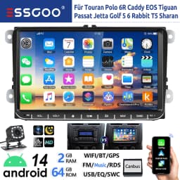 ESSGOO 9" Android 14 4+64G Carplay Car Stereo GPS NAVI WIFI RDS FM Bluetooth For VW Golf 5 6 Passat Polo Touran Tiguan Caddy EOS