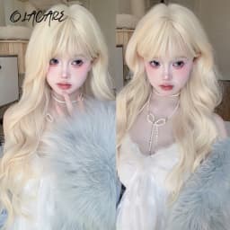 OLACARE Long Body Wave Black Brown Purple Cosplay Wigs Heat Resistant Synthetic Wigs Middle Part Natural Lolita LM Wigs Women