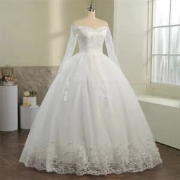 Y&M Novias Customized Off Shoulder Plus Size Vestido De Noiva Wedding Dress Long Train or Floor Appliqe Bridal Tulle Mariage