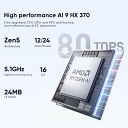 MINISFORUM Mini PC AI X1 AMD Ryzen AI 9 HX 470 370 R7 255 2*USB4 OCuLink Built-in Dual Speaker Desktop Gaming PC Computer WiFi7