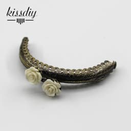 KISSDIY 10pcs 8.5CM Rose Head Pattern Purse Frame Antique Bronze Semi-Circle Shape Bag Kiss Clasp Lace Metal DIY Bag Accessories