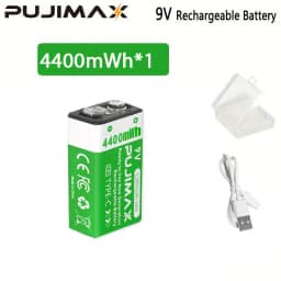 PUJIMAX USB 9V Rechargeable Battery 4400mWh Type-C Rechargeable 6F22 9V Li-ion Battery For RC Helicopeter Model Multimeter Toy