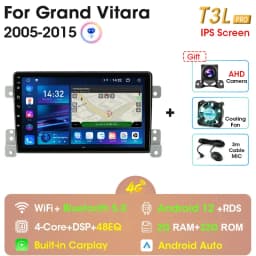 2 Din Android 12 Car Radio For Suzuki Grand Vitara 3 2005-2012 2013 2014 2015 Stereo Multimedia Video Player Navigaion Carplay