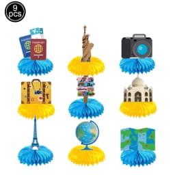 Let The Adventure Begin Banner Hanging Swirl Earth Map Helium Ballons Farther Birthday Travel Themed Retirement Party Supplies