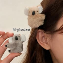 10-20pcs Plush Koala Hair Clips, Cute and Playful Style, Suitable for Daily Flyaway Control / Half-up Hairstyles for Girls / Gif