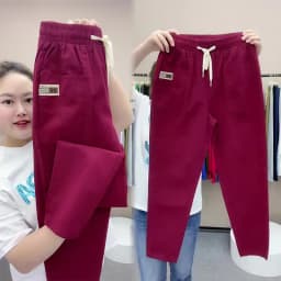 Women's Harem pants Summer Vintage Thin High Waist Straight Casual Pants Women Fashion Loose Cotton linen pants Trousers Female