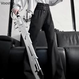 Victorian Gothic Knight Flared Pants Spring Women's Vintage Black Slim High Waist Trousers Harajuku Unisex Casual Prince Pants
