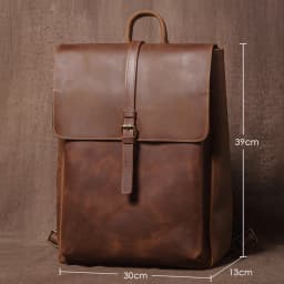 GURO Men's Retro Genuine Leather Backpack Simple Flap Travel Bag Women Natural Cowhide Deluxe Schoolbag Daily Commuter Backpacks