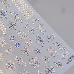Elegant Gold Scepter 5D Nail Art Stickers Gorgeous Gemstone Luxury Courtly Pattern Necklace Frame Self Adhesive Manicure Decals