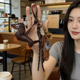 1PC Dachshund Keychain Bag Charm Mini Star PU Leather Creative Gift for Women Purse Car Hanging Chatm Accessories