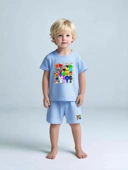 2PCS boys' short sleeved shorts set - printed pattern, suitable for boys aged 3-7- perfect choice for casual and playful wear