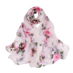 Summer Embroidered Silk Scarf Sun-Resistant Breathable Long Wraps Smooth Chiffon Sunscreen Hijab for Women