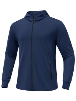 TACVASEN Men's Full Zip UPF 50+ Hooded Jacket Lightweight Sun Protection Fishing Hiking Shirt 4 Pockets Thumbholes Breathable