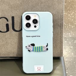 Cute Cartoon Dachshund Litchi Pattern Phone Case For iPhone 16 15 14 13 12 Pro Max 11 Korean Lovely Shockproof Soft Cover Funda
