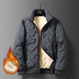 Men's Thickened Fleece Lined Cotton Jacket Stand Collar Autumn Winter Warm Windproof Large Size Casual Cleanfit Long Sleeve Coat