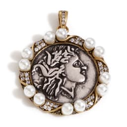 1 Piece Brass Coin Pendants Antique Silver Color Antique Bronze Two Tone Head Portrait For DIY Jewelry Making